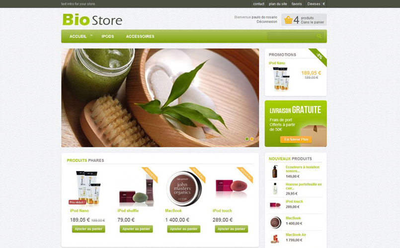 Theme responsive newacth Bio pour Prestasop 1.5