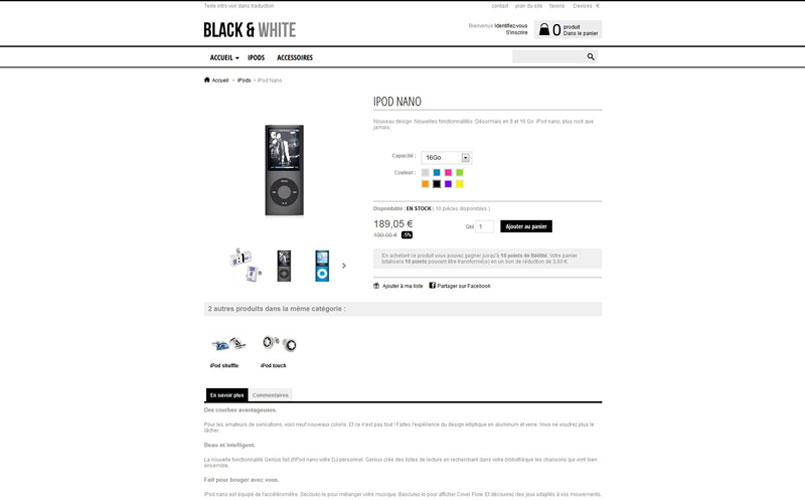 Theme responsive newacth Black and White pour Prestasop 1.5