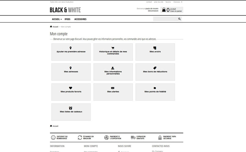 Theme responsive newacth Black and White pour Prestasop 1.5