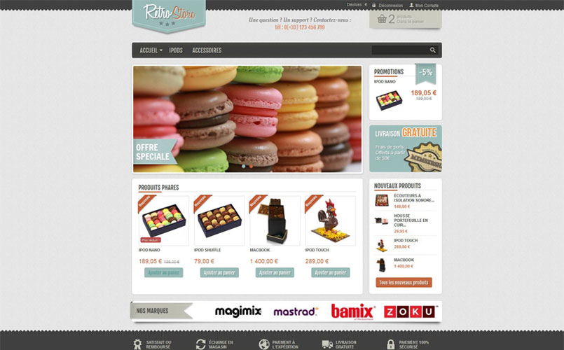 Theme responsive newacth Retro pour Prestasop 1.5