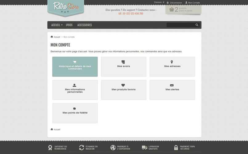 Theme responsive newacth Retro pour Prestasop 1.5